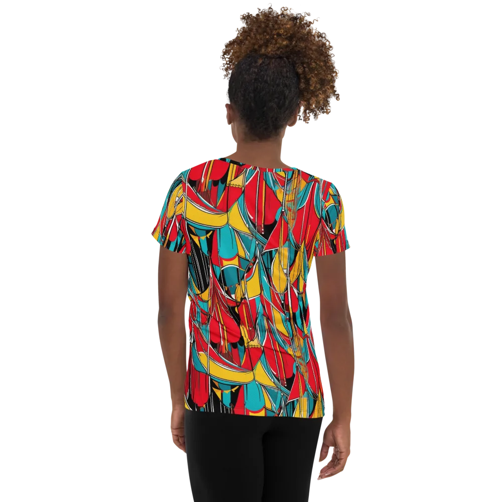Carnival Drapery on Women's Athletic T-Shirt — Back