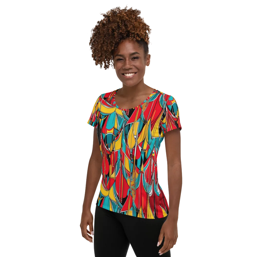 Carnival Drapery on Women's Athletic T-Shirt — Left