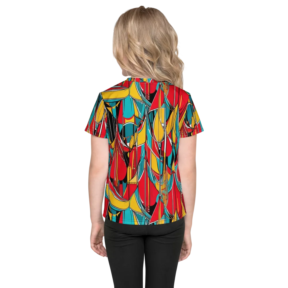 Carnival Drapery on Kids Crew Neck T-Shirt — Back