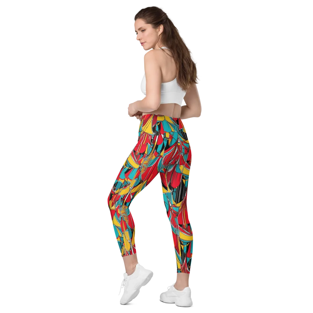 Carnival Drapery on Leggings with Pockets — Left Back