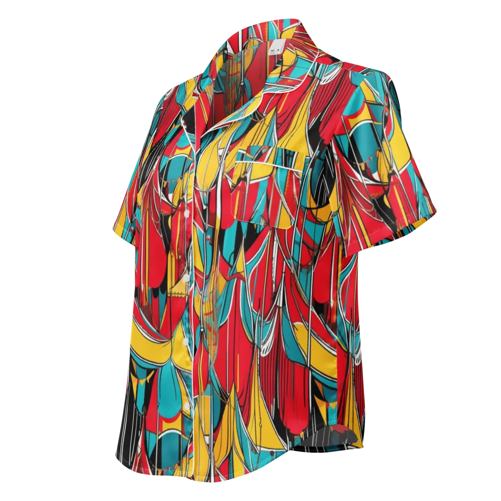 Carnival Drapery on Women's Short Sleeve Pajama Top — Left Front