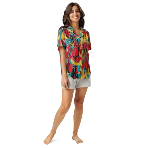 Carnival Drapery on a Women's Short Sleeve Pajama Top