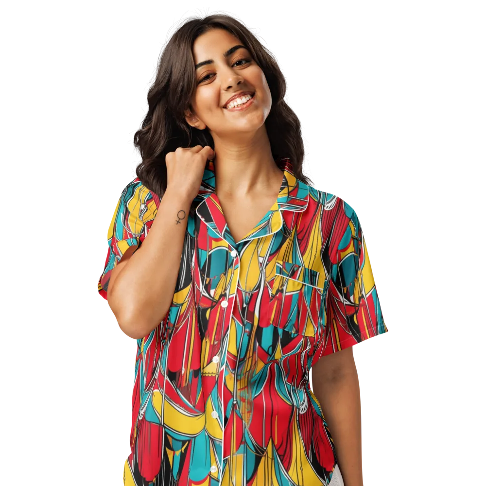 Carnival Drapery on Women's Short Sleeve Pajama Top — Front