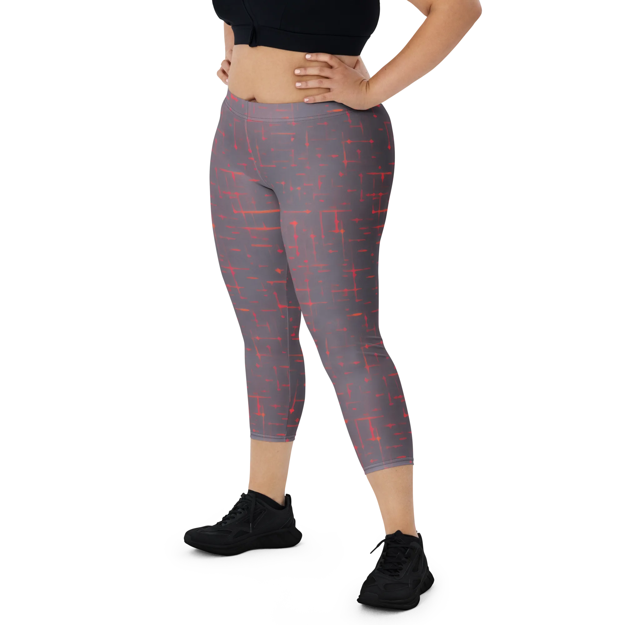 Ember Cipher on Capri Leggings — Front