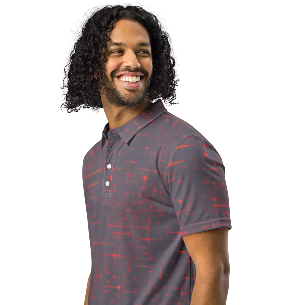 Ember Cipher on Men's Slim Fit Polo Shirt — Left Front