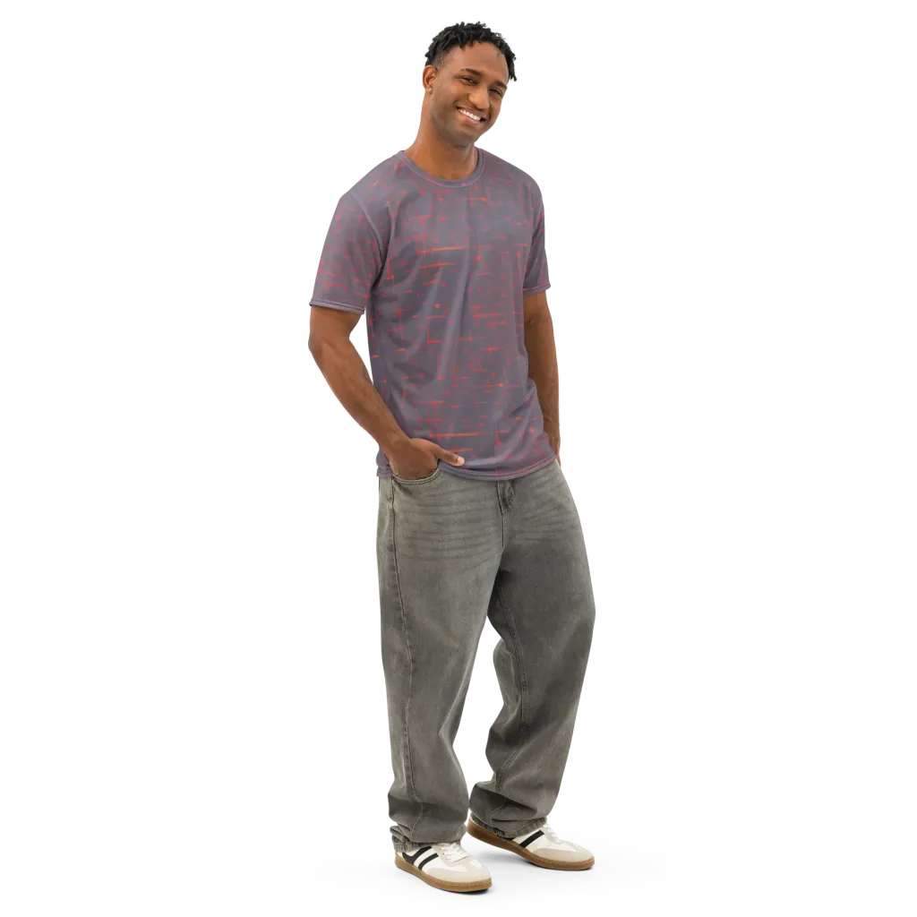 Ember Cipher on Men's Cotton Crew Neck T-Shirt — Right Front