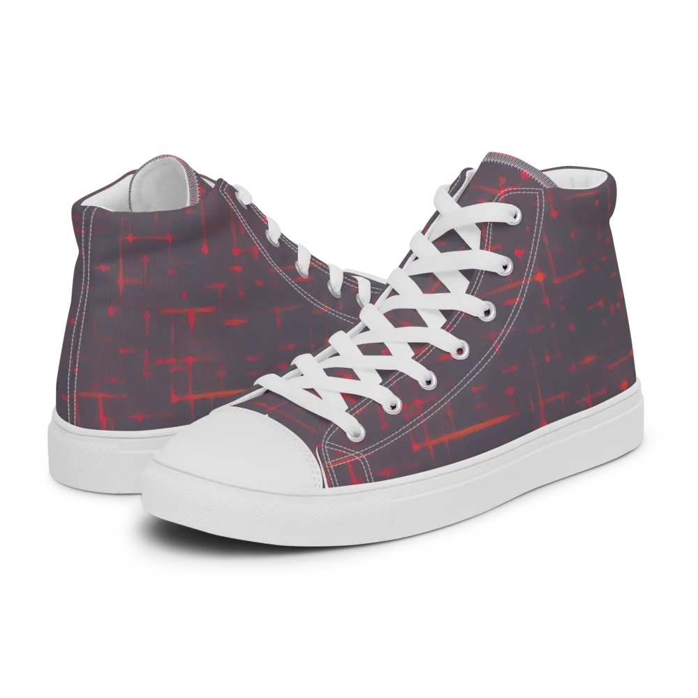 Ember Cipher on Men's High Top Canvas Shoes — Left
