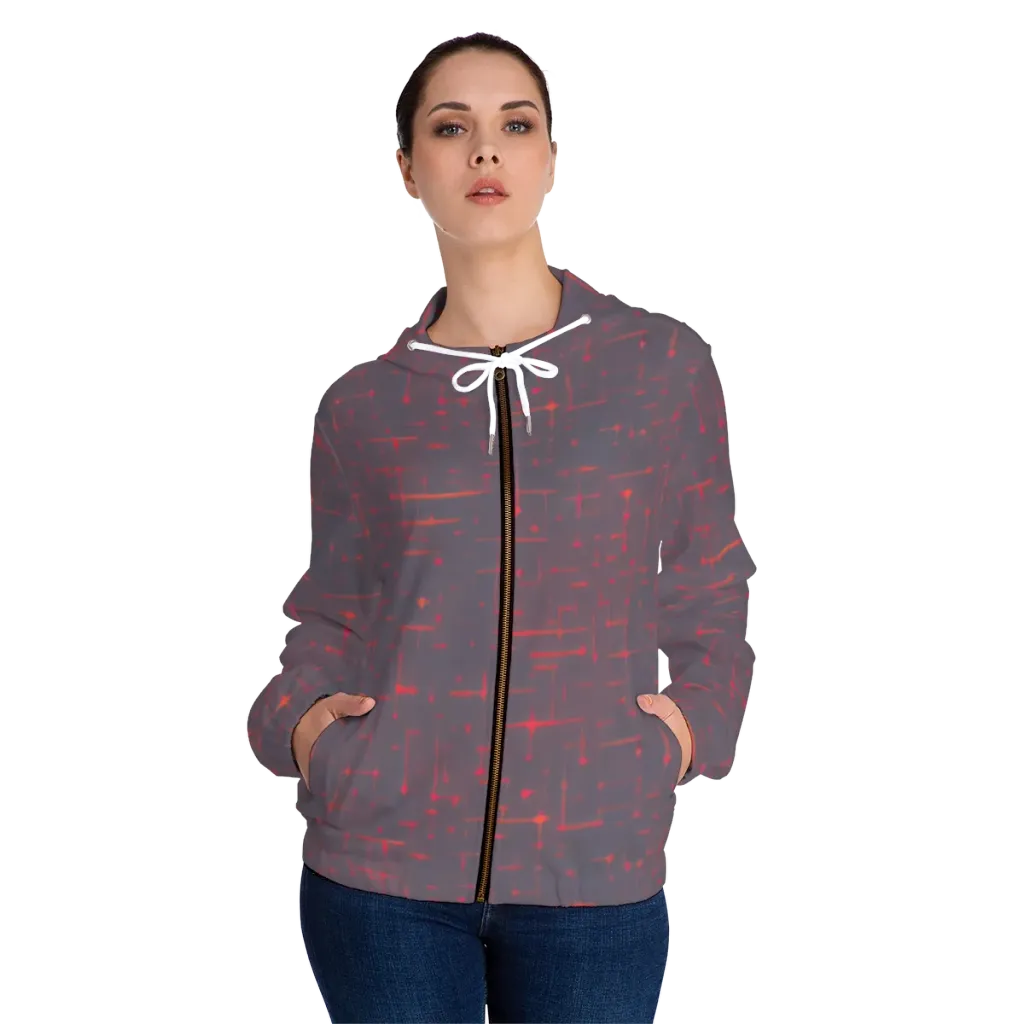Ember Cipher on Women's Full-Zip Hoodie — Front On Person