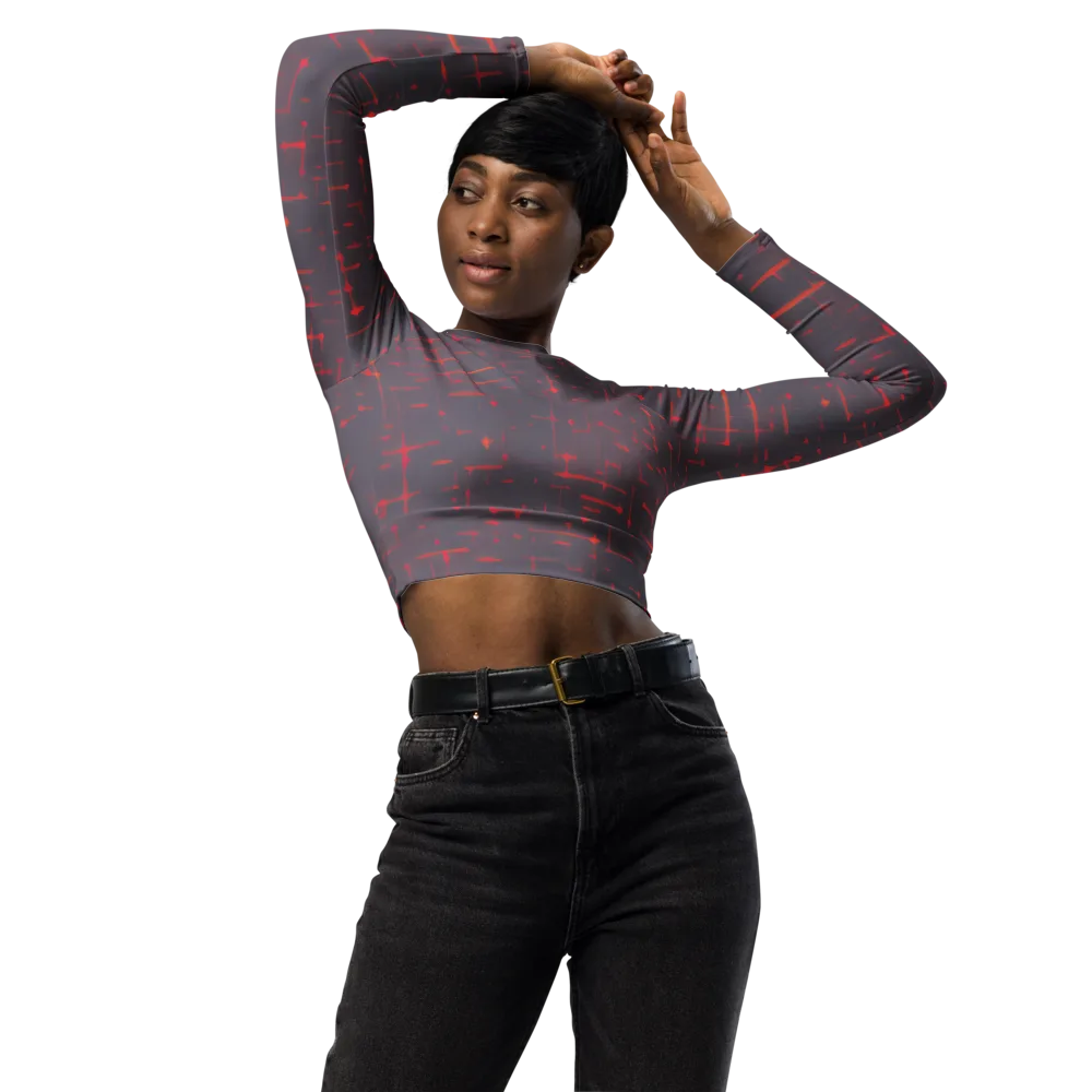 Ember Cipher on Long Sleeve Crop Top — Front