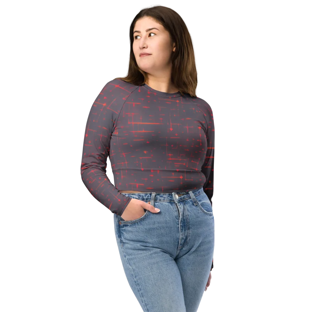 Ember Cipher on Long Sleeve Crop Top — Front