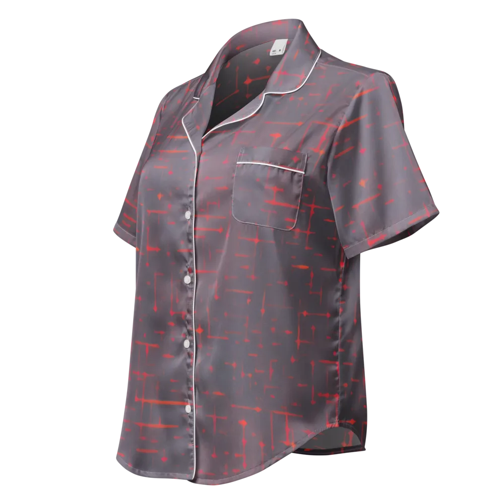 Ember Cipher on Women's Short Sleeve Pajama Top — Left Front