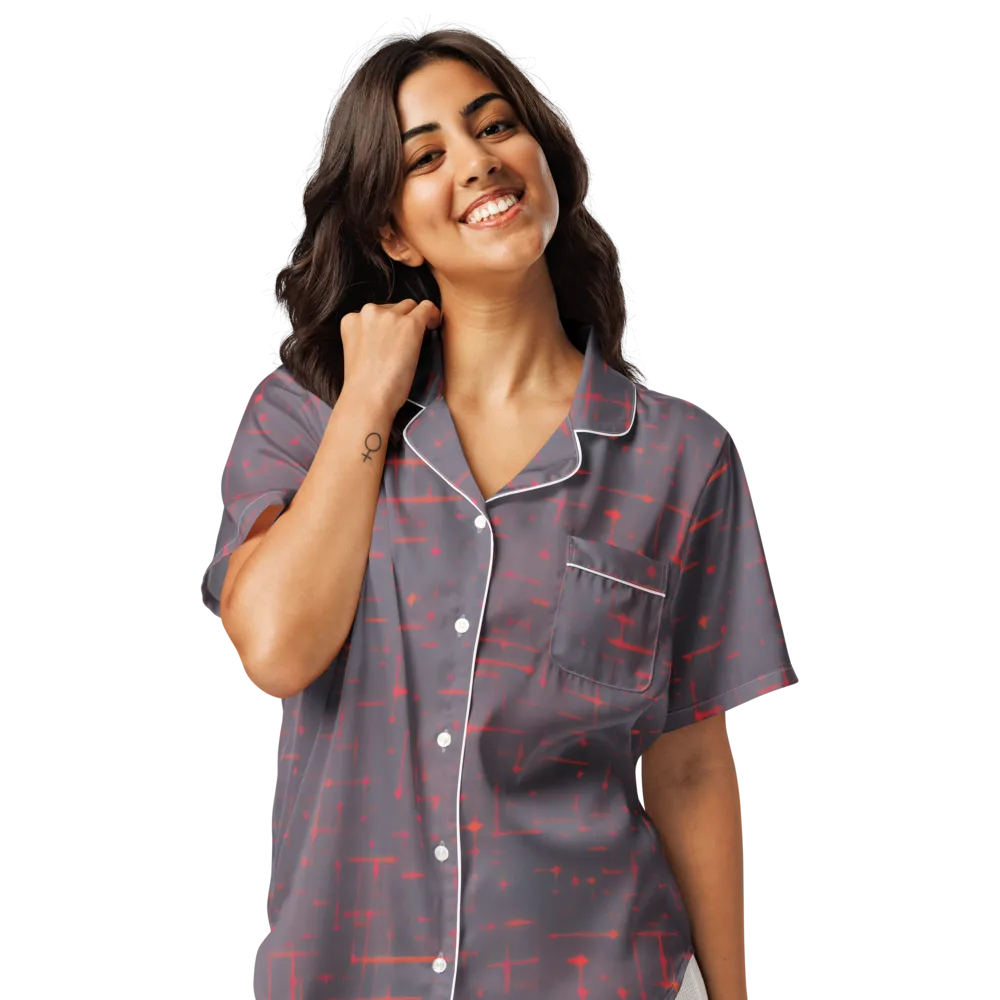 Ember Cipher on Women's Short Sleeve Pajama Top — Front