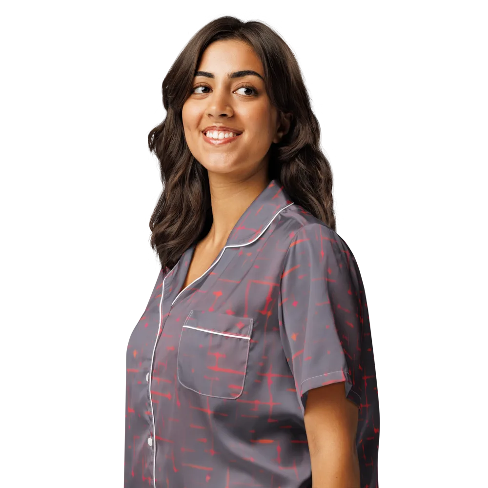 Ember Cipher on Women's Short Sleeve Pajama Top — Left Front