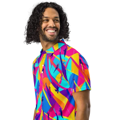 Chromatic Aerial on a Men's Slim Fit Polo Shirt