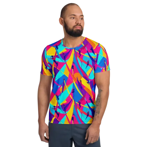 Chromatic Aerial on a Men's Athletic T-Shirt