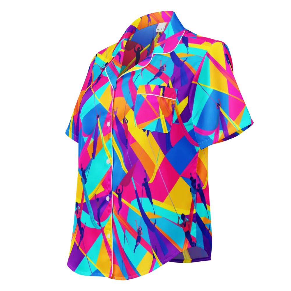 Chromatic Aerial on Women's Short Sleeve Pajama Top — Left Front