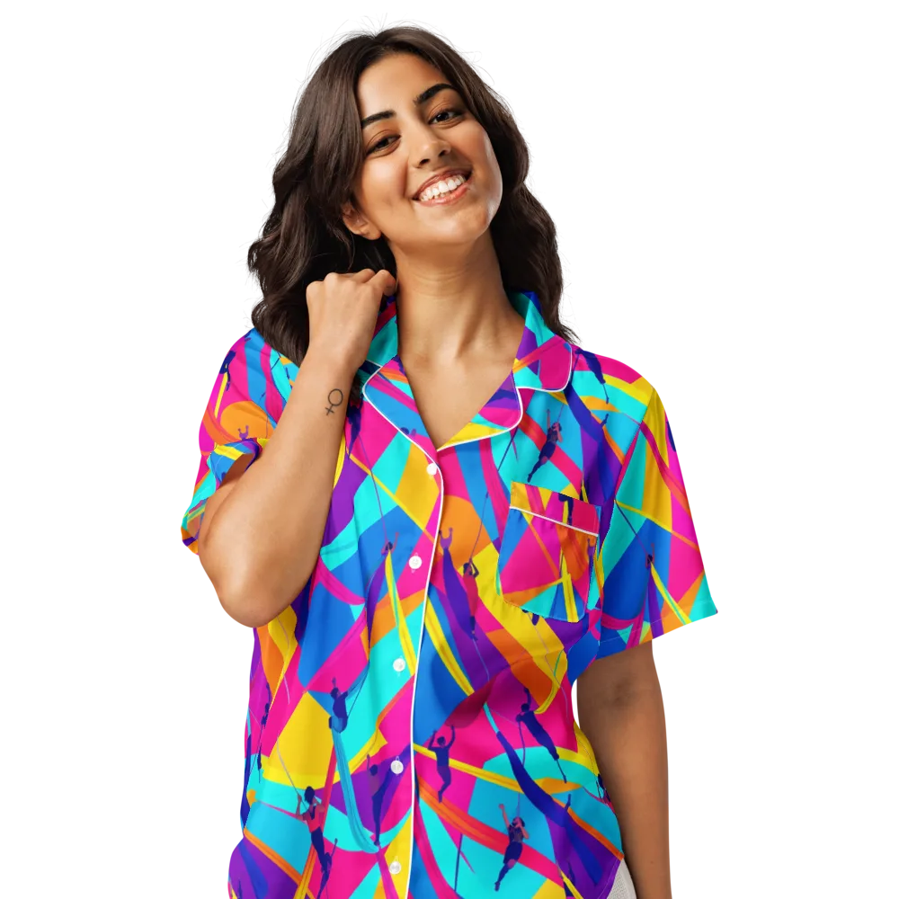Chromatic Aerial on Women's Short Sleeve Pajama Top — Front