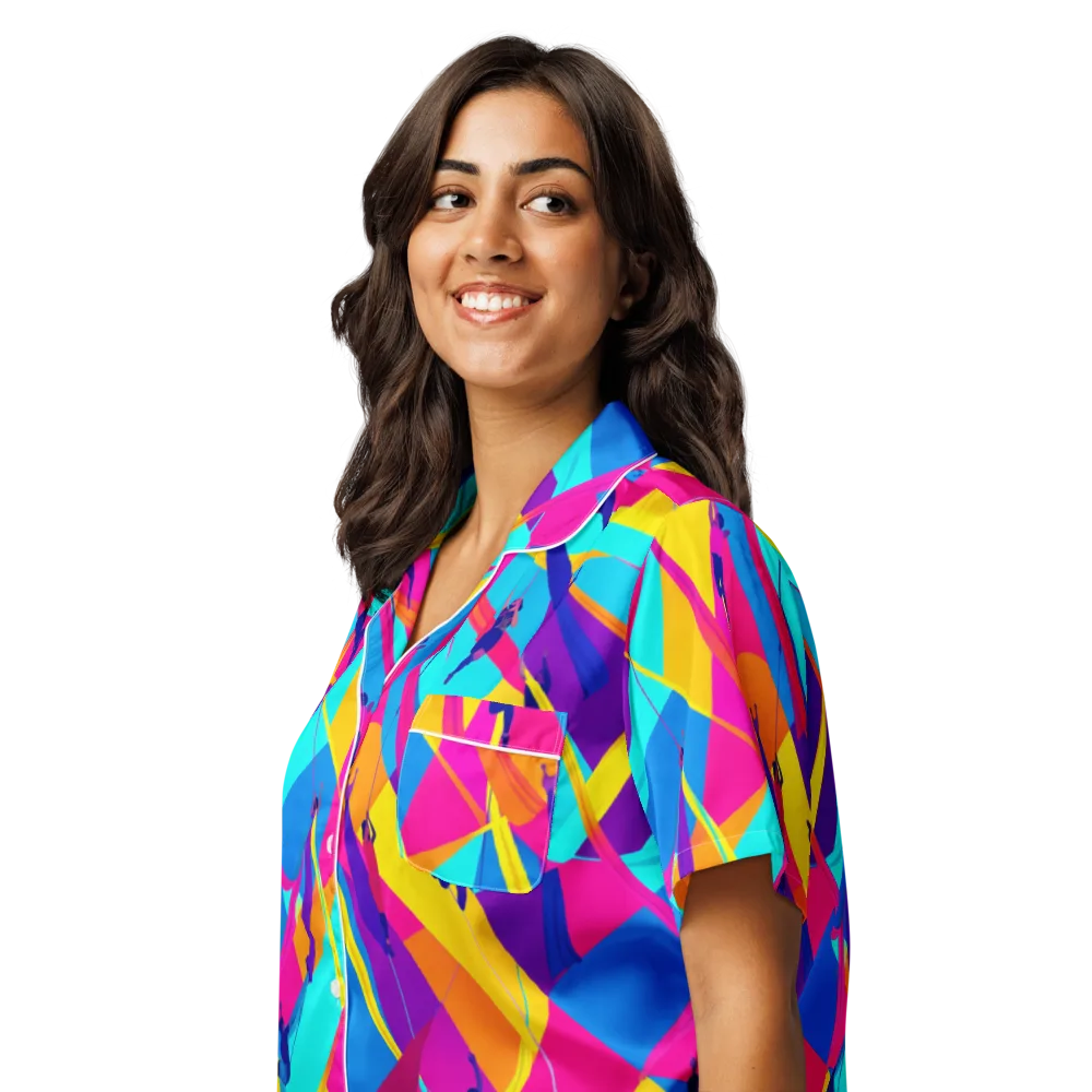 Chromatic Aerial on Women's Short Sleeve Pajama Top — Left Front