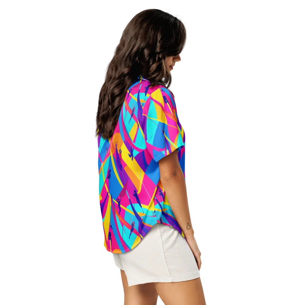 Chromatic Aerial on Women's Short Sleeve Pajama Top — Right Back