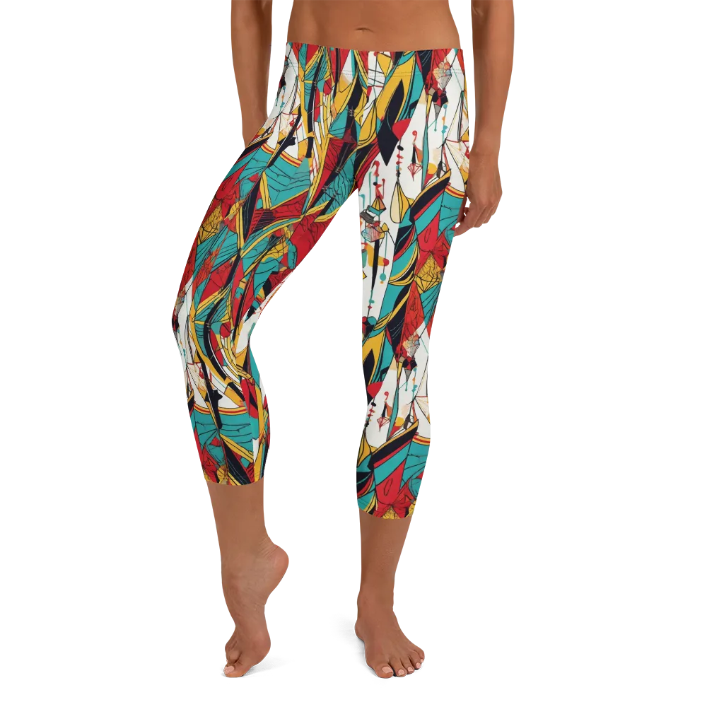 Prismatic Drapery on Capri Leggings — Front