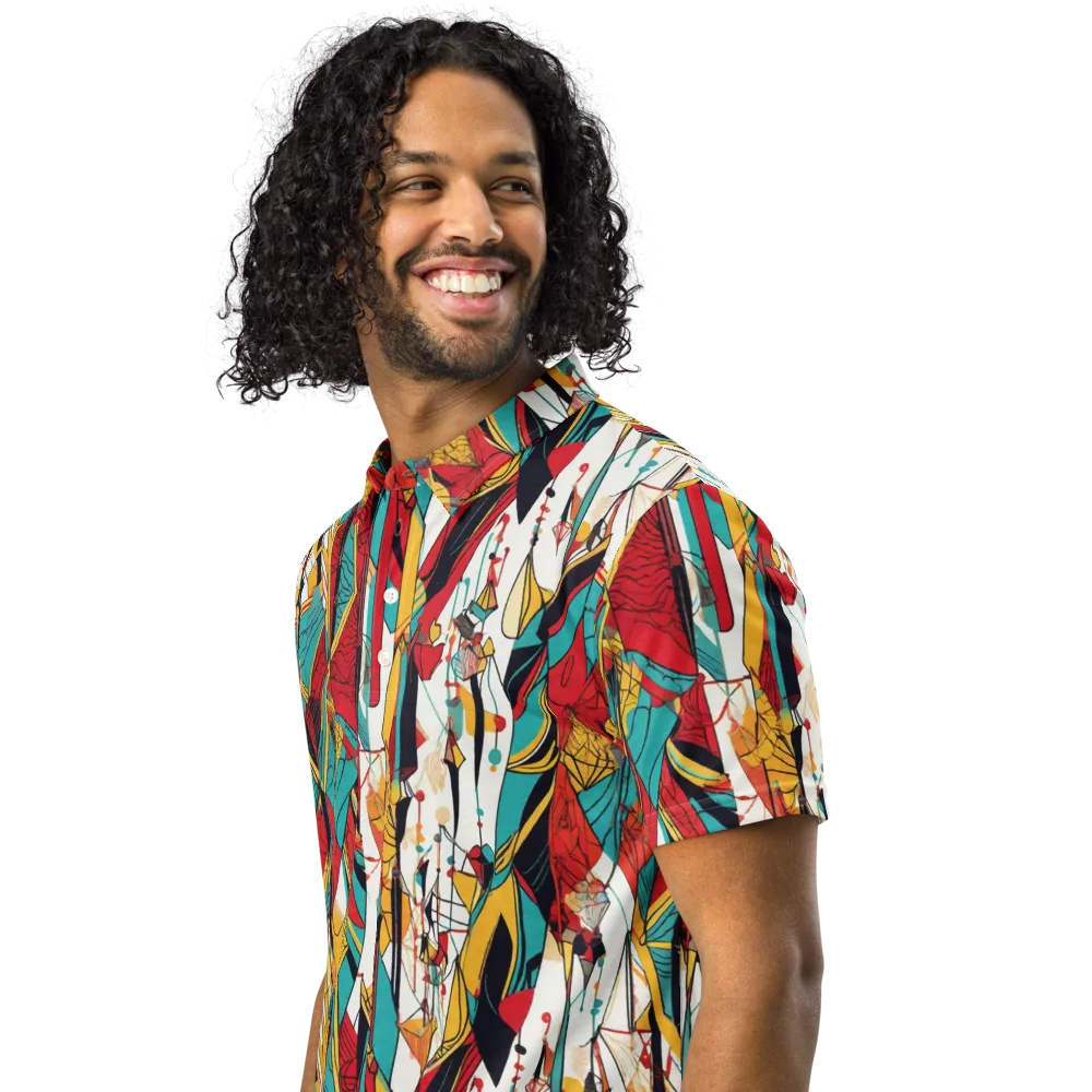 Prismatic Drapery on Men's Slim Fit Polo Shirt — Left Front