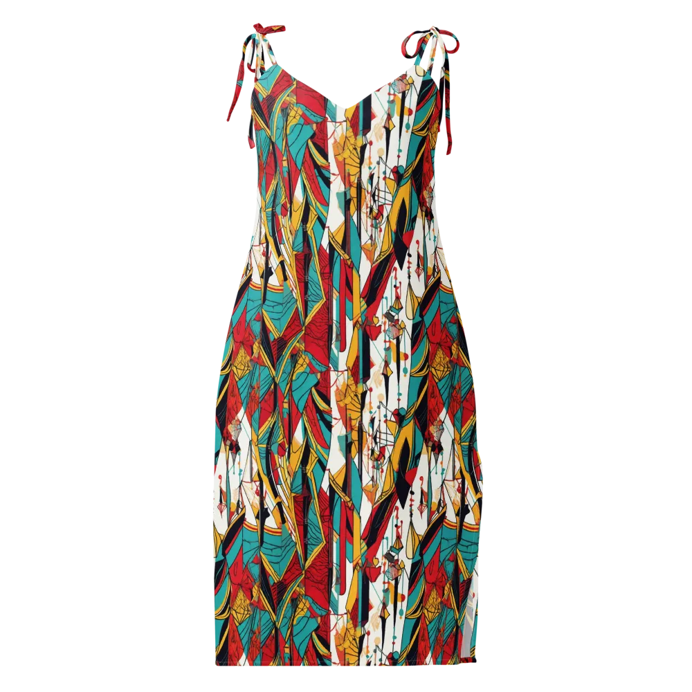 Prismatic Drapery on Slip Dress — Front