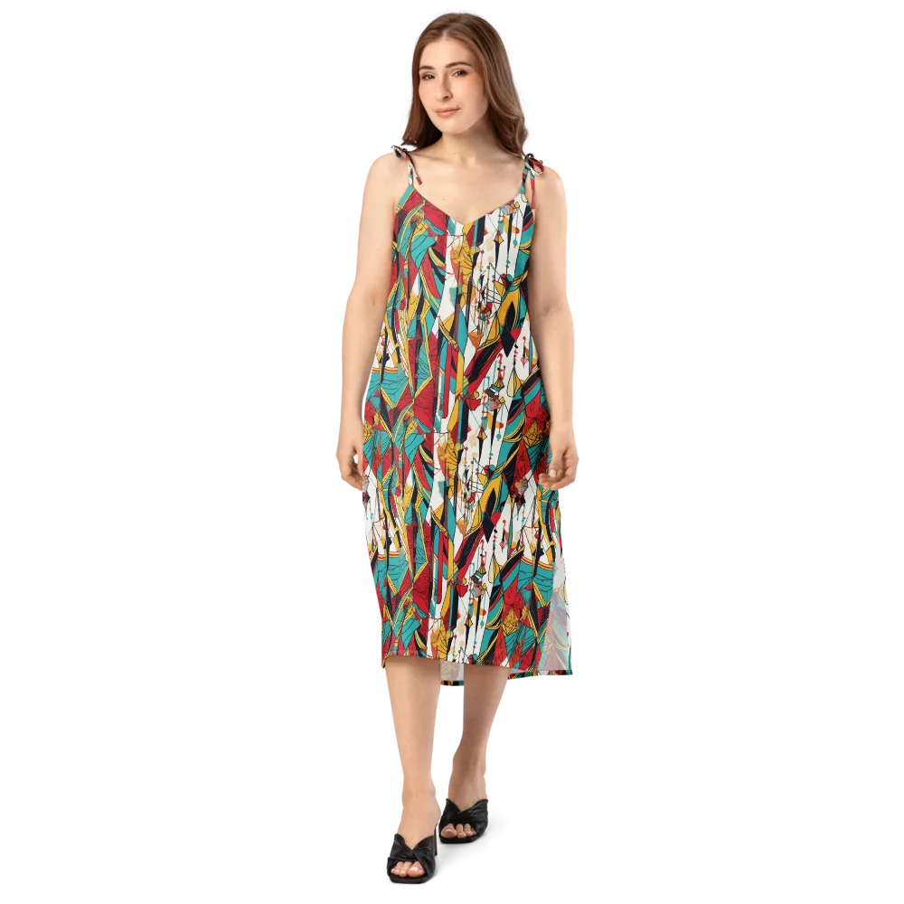 Prismatic Drapery on Slip Dress — Front