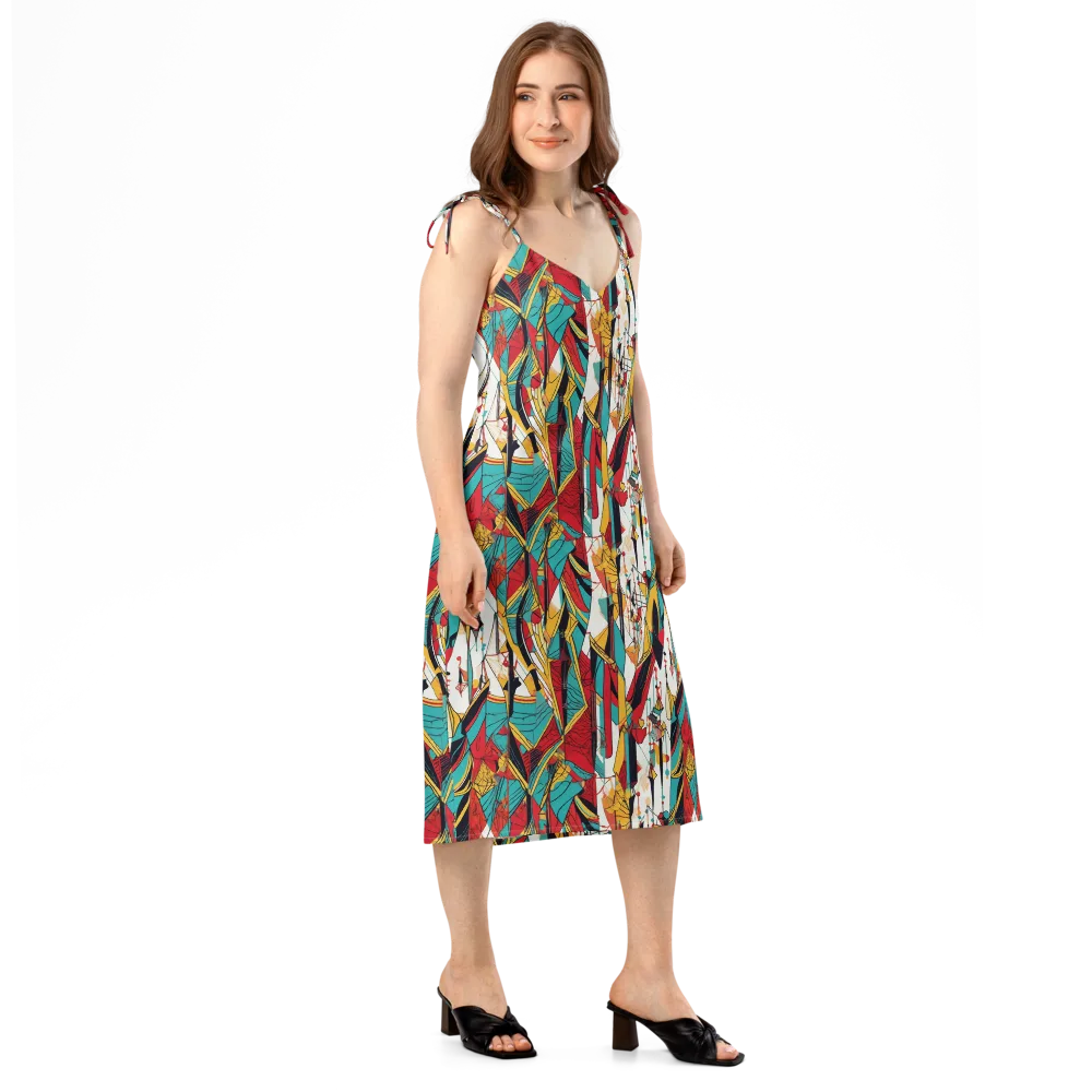 Prismatic Drapery on Slip Dress — Right Front