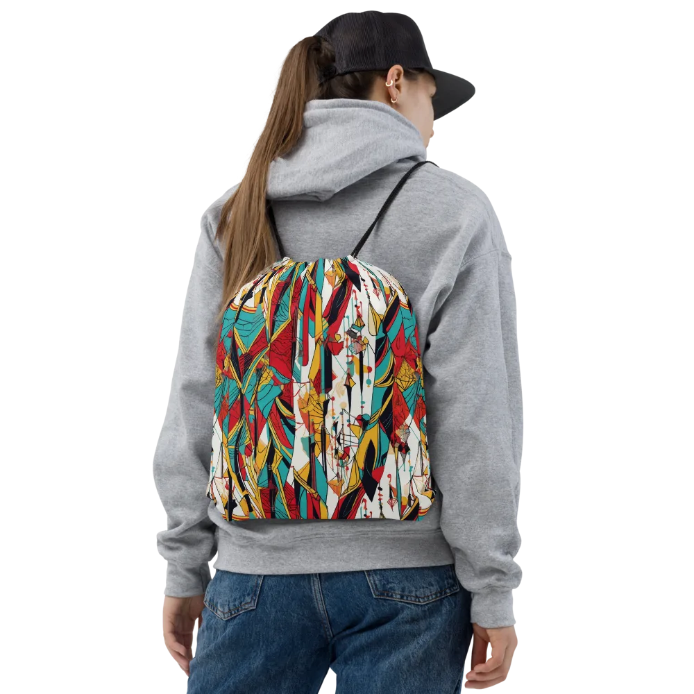 Prismatic Drapery on Drawstring Bag — Front