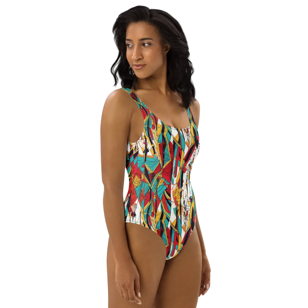 Prismatic Drapery on One-Piece Swimsuit — Right
