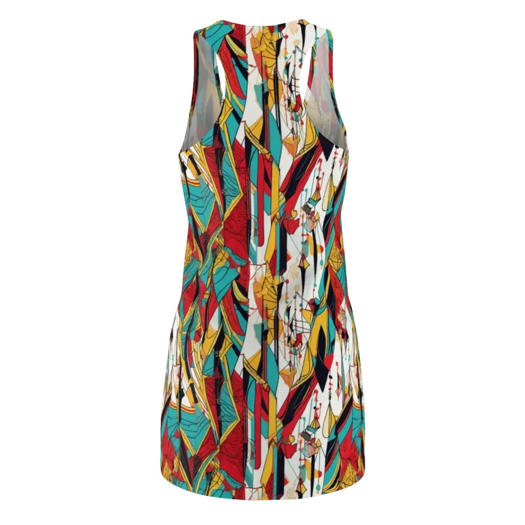 Prismatic Drapery on Racerback Dress — Back