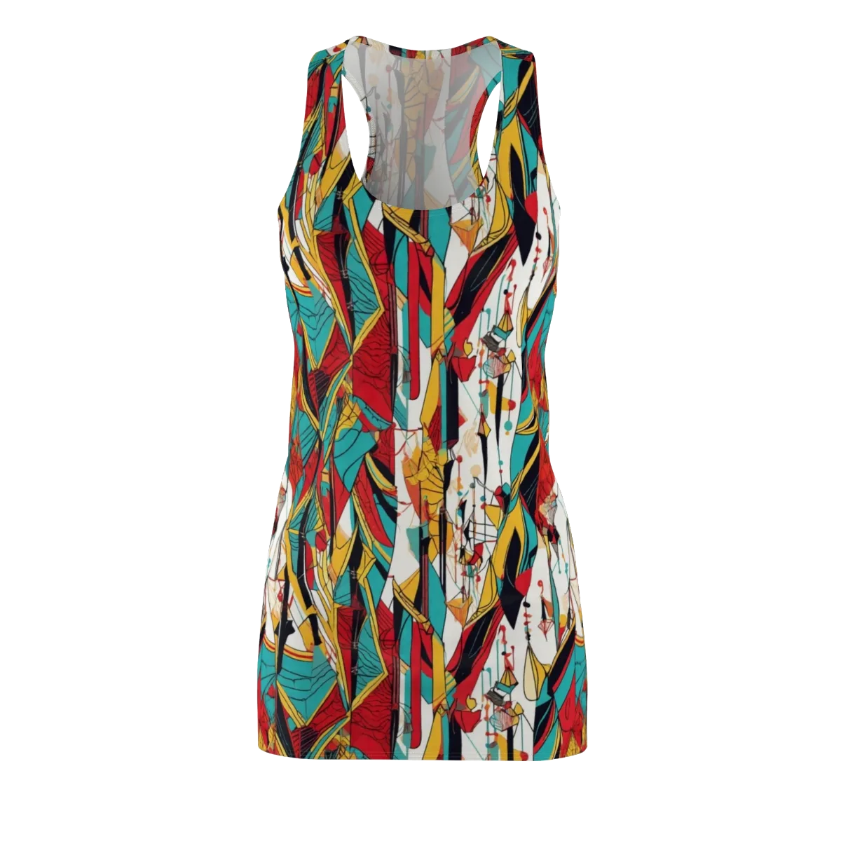 Prismatic Drapery on Racerback Dress — Front