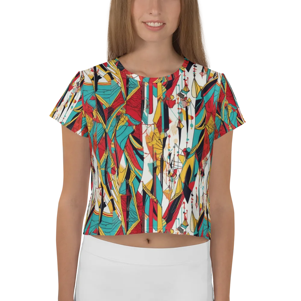 Prismatic Drapery on Crop Tee — Front