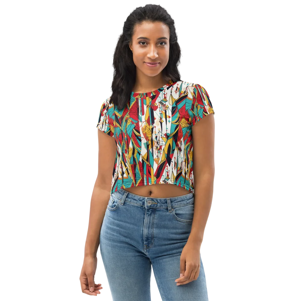 Prismatic Drapery on Crop Tee — Front