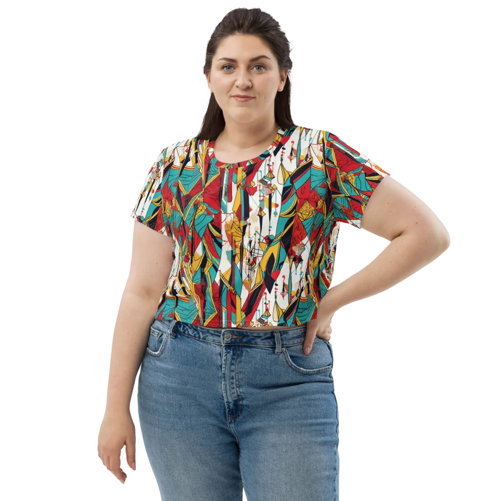 Prismatic Drapery on Crop Tee — Front