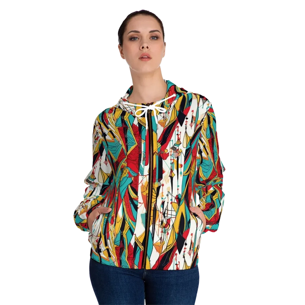 Prismatic Drapery on Women's Full-Zip Hoodie — Front On Person