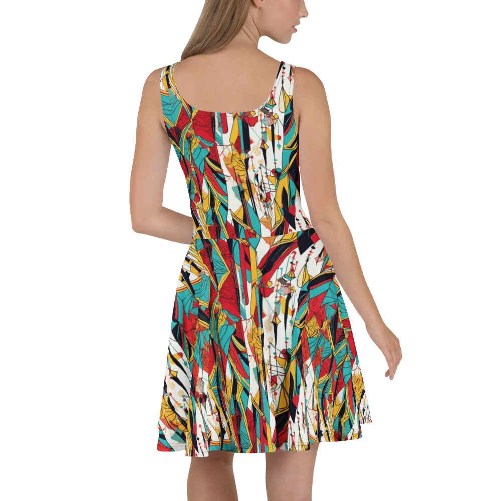 Prismatic Drapery on Skater Dress — Back