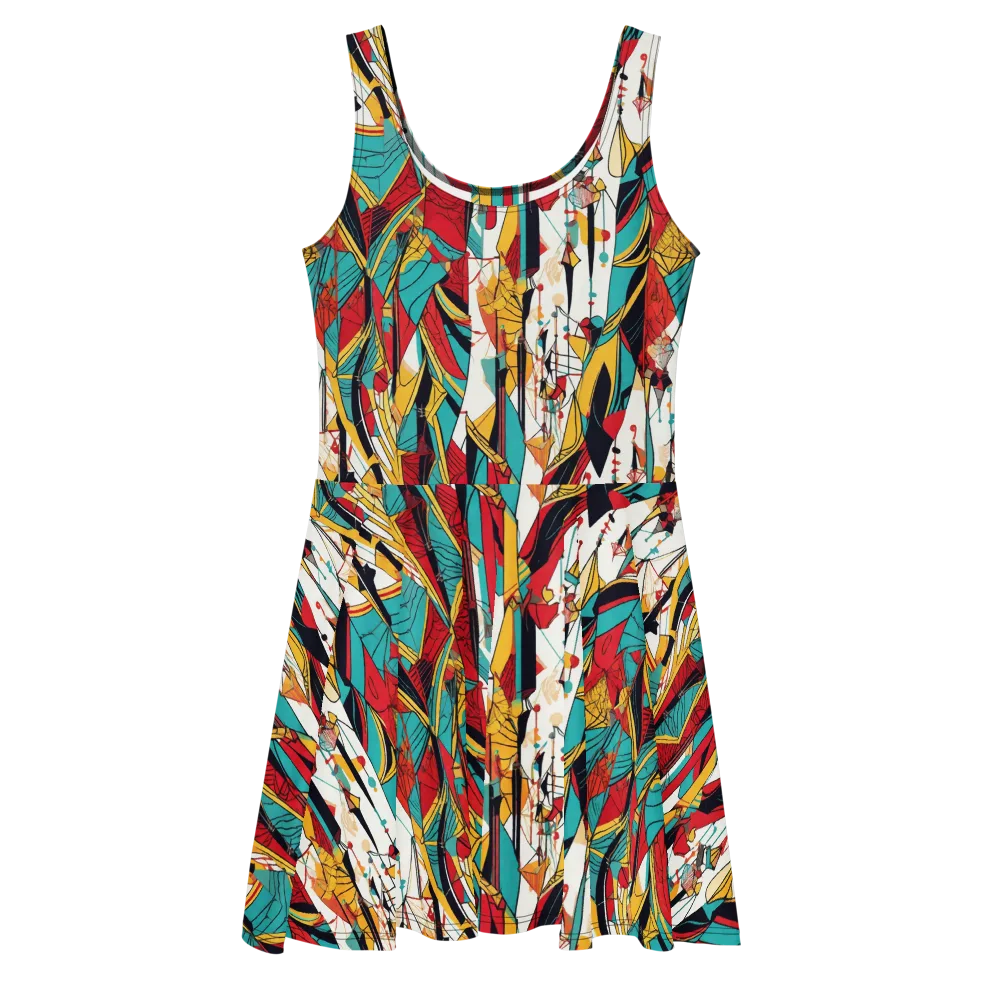Prismatic Drapery on Skater Dress — Front