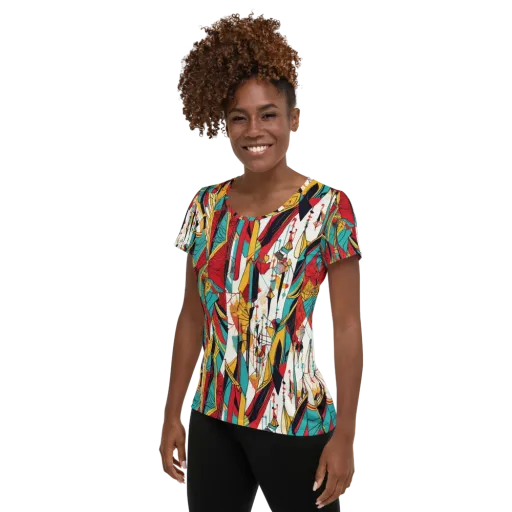 Prismatic Drapery on a Women's Athletic T-Shirt