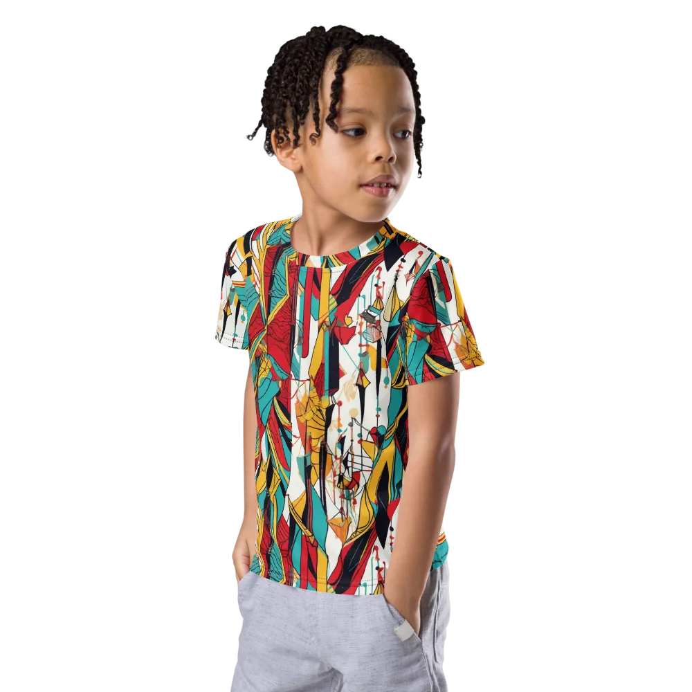 Prismatic Drapery on Kids Crew Neck T-Shirt — Left Front