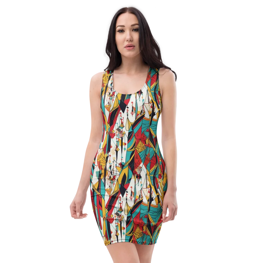 Prismatic Drapery on Bodycon Dress — Front