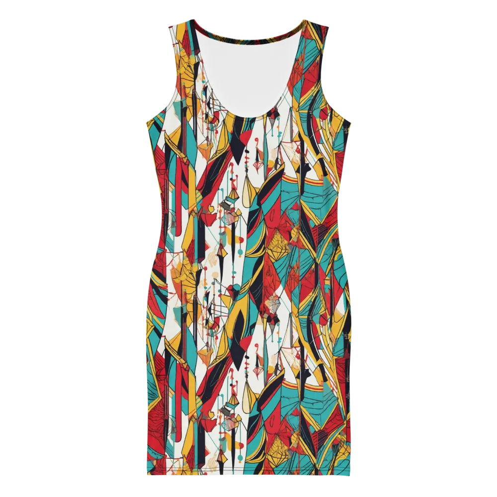 Prismatic Drapery on Bodycon Dress — Front