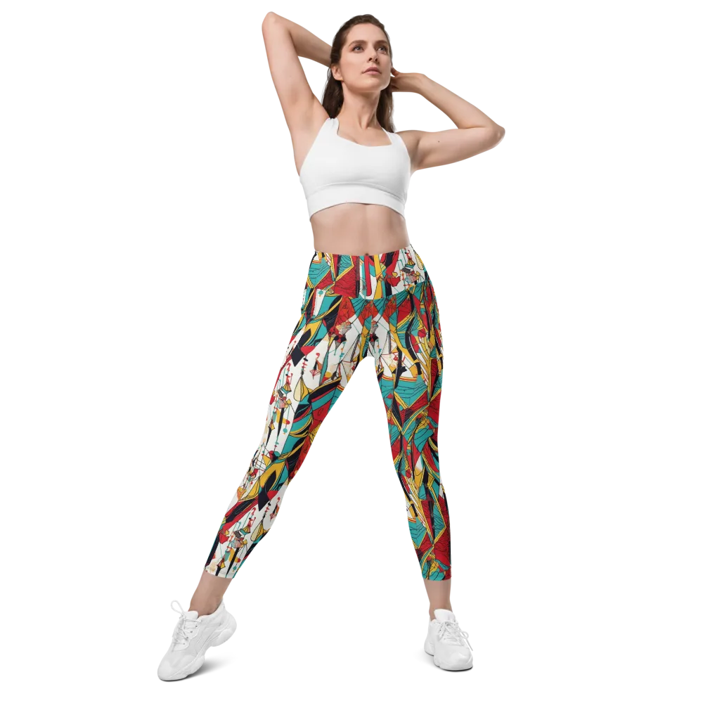 Prismatic Drapery on Leggings with Pockets — Front
