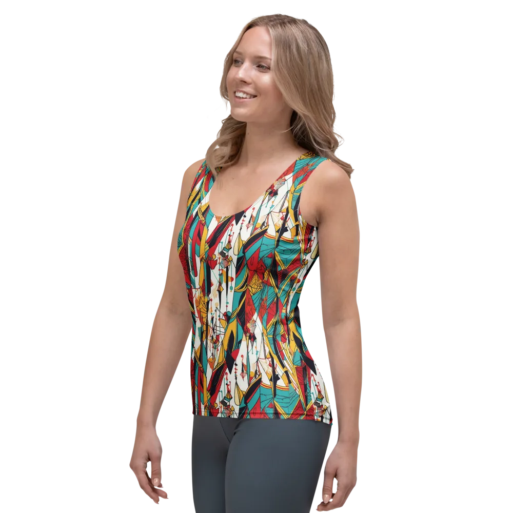 Prismatic Drapery on Women's Tank Top — Left Front