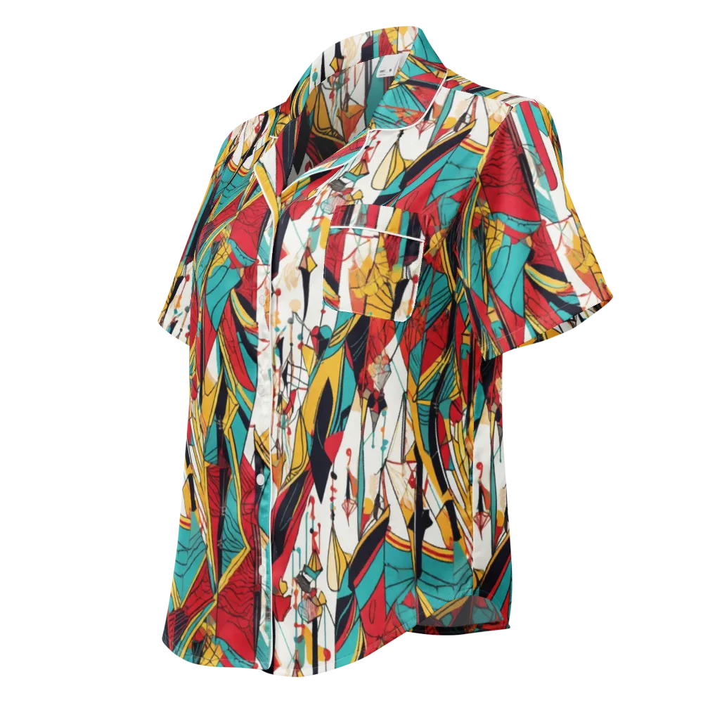 Prismatic Drapery on Women's Short Sleeve Pajama Top — Left Front