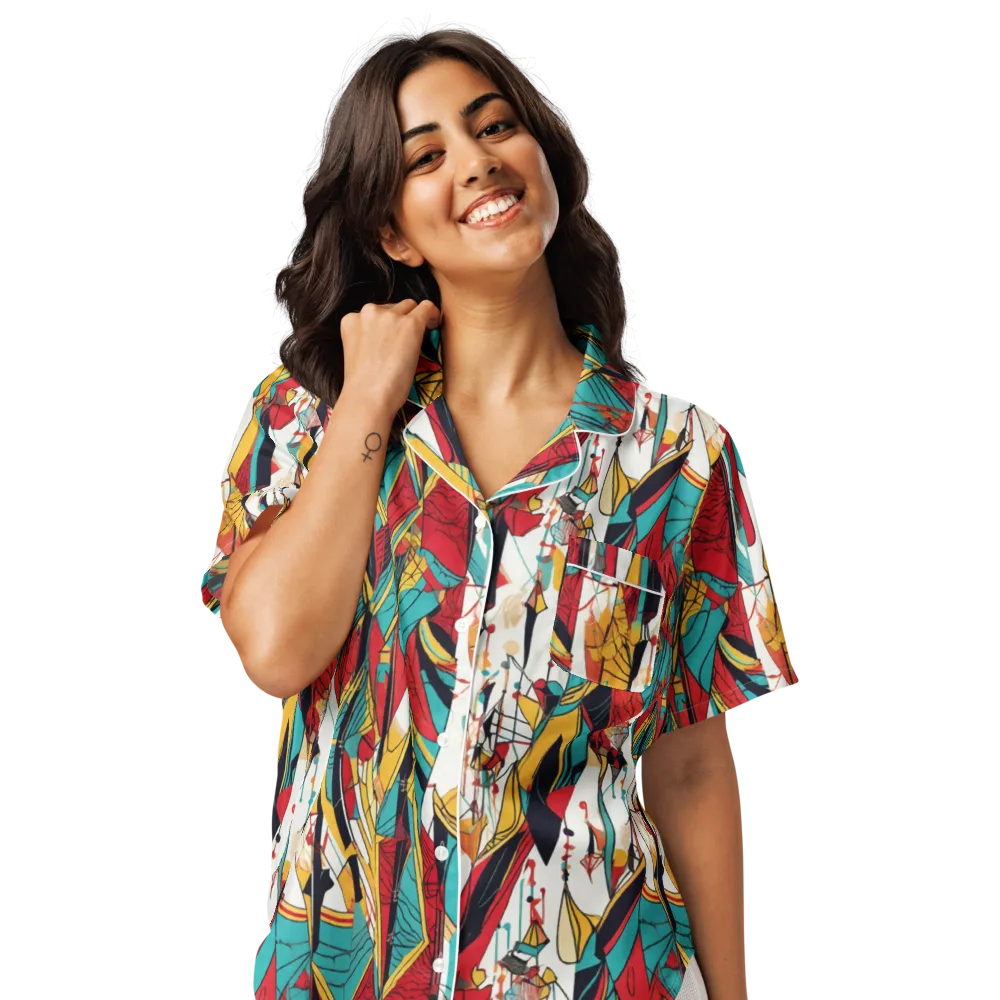 Prismatic Drapery on Women's Short Sleeve Pajama Top — Front