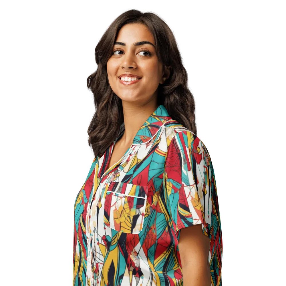 Prismatic Drapery on Women's Short Sleeve Pajama Top — Left Front