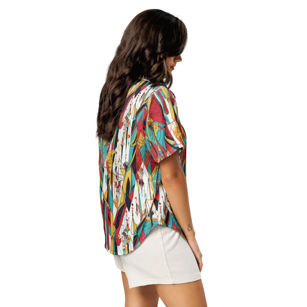 Prismatic Drapery on Women's Short Sleeve Pajama Top — Right Back