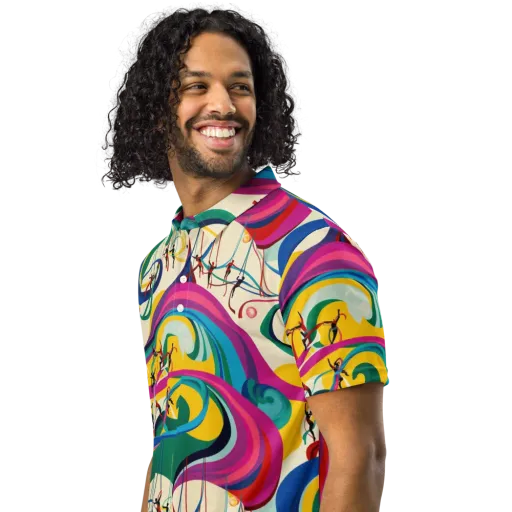 Acrobat’s Rainbow on a Men's Slim Fit Polo Shirt