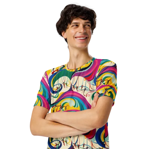 Acrobat’s Rainbow on a Men's Crew Neck T-Shirt